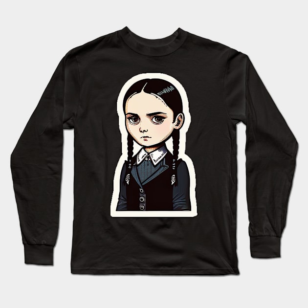 ADDAMS Family, Wednesday-inspired design, Long Sleeve T-Shirt by Buff Geeks Art